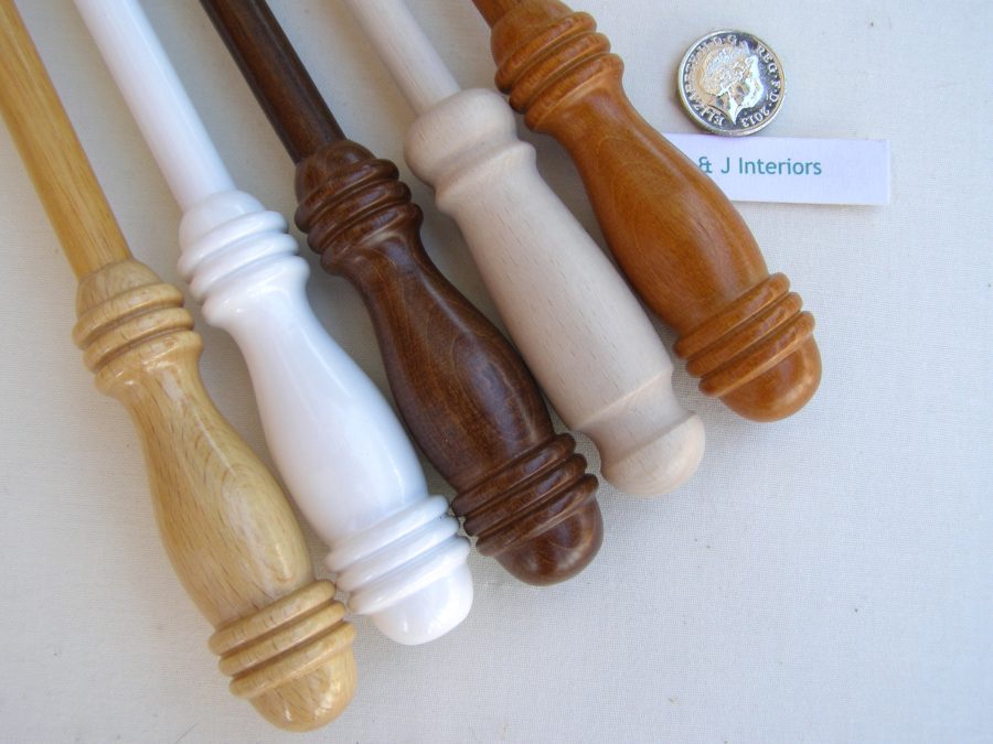 Wooden curtain draw rods pulls